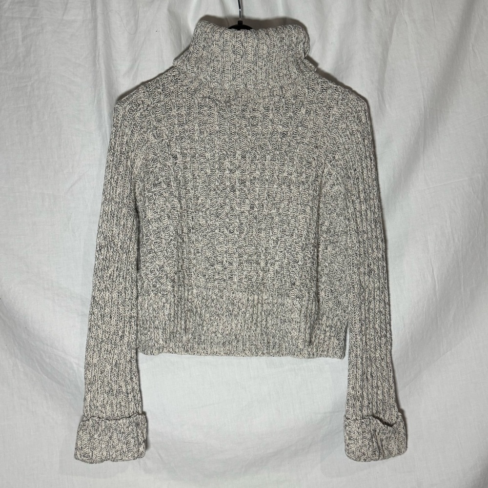 Free People Grey Marled Chunky Knit Turtleneck Cropped Sweater Womens Small